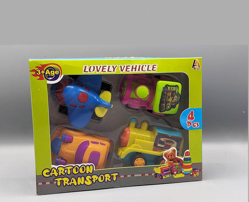 Pack Of 4 Cute Cartoon Vehicles Set