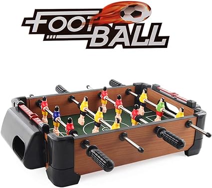 Mini Wooden Table Top Football Foosball Family Fun Game - Indoor And Outdoor Soccer Set Includes 12 Men, 2 Balls, 2 Scorers