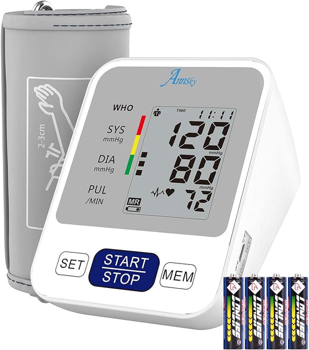 Annsky Blood Pressure Monitor for Home Use with Large LCD Display, Digital Upper Arm Automatic Measure Blood Pressure and Heart Rate Pulse, 2 Sets of User Memories
